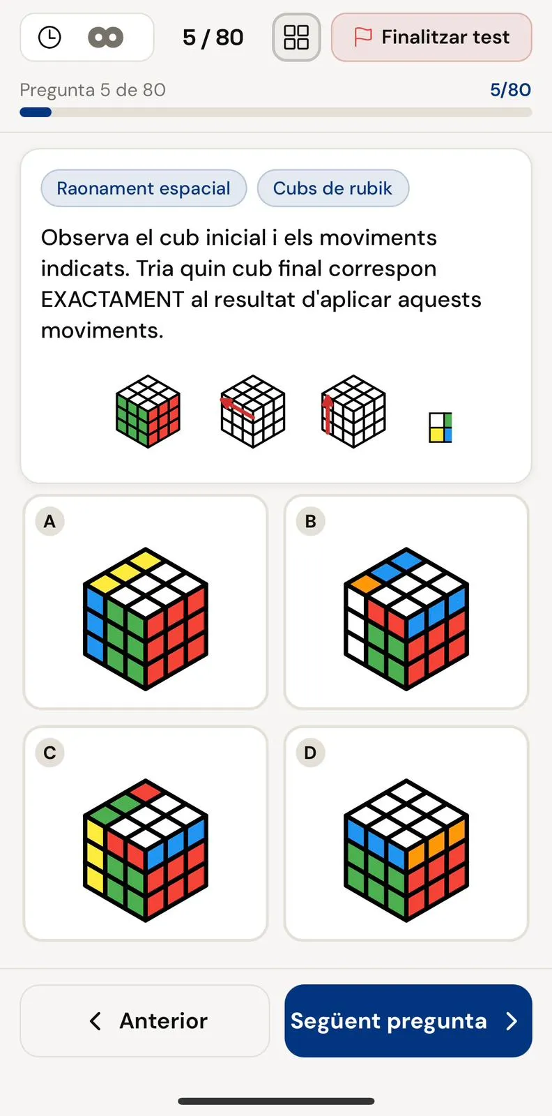 Pregunta de cubs de rubik a l'app